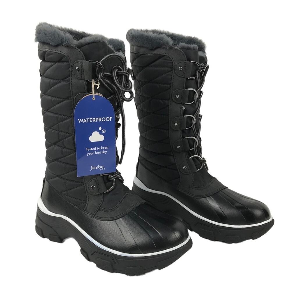 JBU Jambu Boots Black Waterproof With Faux Fur Inside Womens Size 6.5M NWT